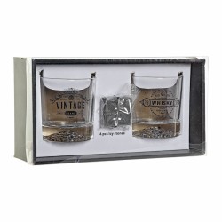 Set de Vasos DKD Home Decor Transparente Gris oscuro Cristal Piedra Plu00e1stico 6 Piezas 320 ml