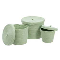 Cesta Multiusos 3 Piezas 28 x 28 x 36 cm Cuerda Verde Claro