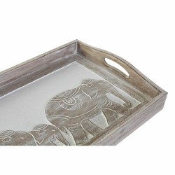 Bandeja de Aperitivos DKD Home Decor Tallado 40,5 x 30,5 x 7 cm Elefante Marru00f3n Indio