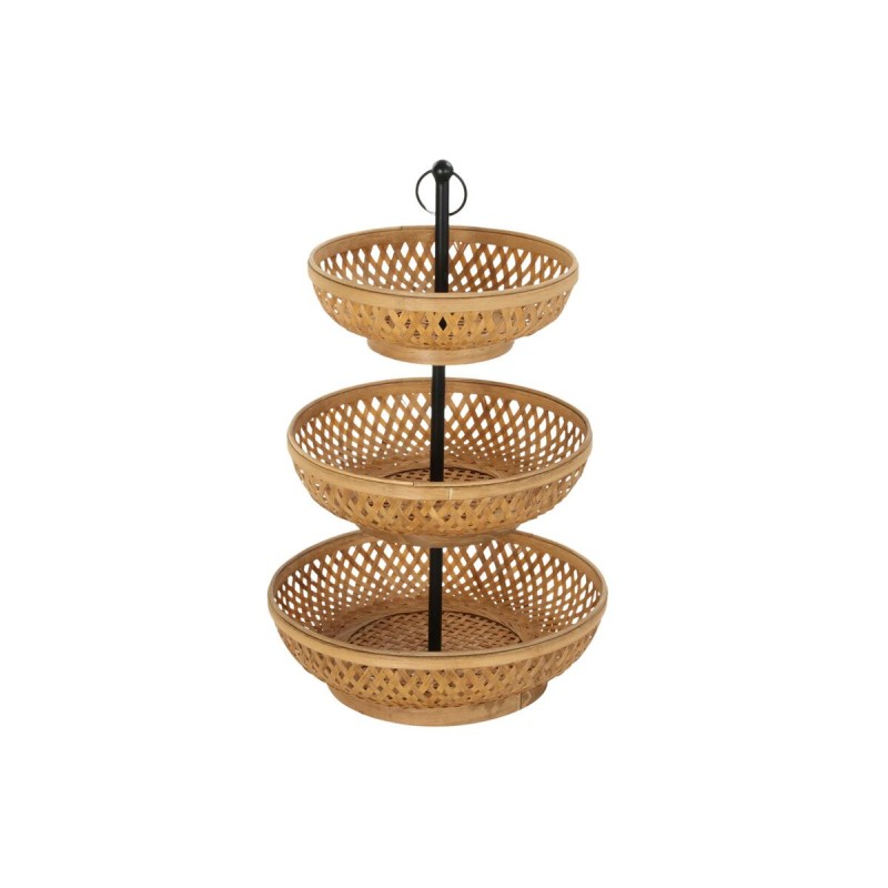 Frutero DKD Home Decor Negro Metal Marru00f3n Bambu00fa 40 x 40 x 70 cm