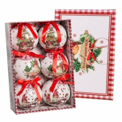 Bolas de Navidad Rojo Multicolor Papel Polyfoam 7,5 x 7,5 x 7,5 cm (6 Unidades)