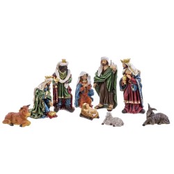 Adorno Navideño Multicolor Poliresina Nacimiento/Belén 31,5 cm (9 Piezas)