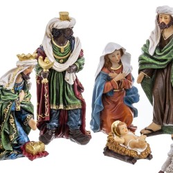 Adorno Navideño Multicolor Poliresina Nacimiento/Belén 31,5 cm (9 Piezas)