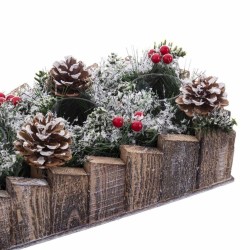 Portavelas Navideño Blanco Rojo Verde Natural Madera Cristal Plástico 30 x 15 cm