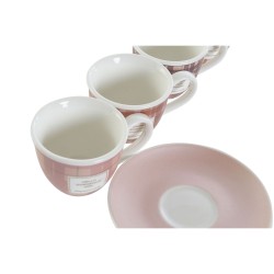 Juego de Tazas de Cafu00e9 DKD Home Decor Blanco Marru00f3n Rosa 90 ml 4 Piezas