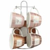 Juego de Tazas de Cafu00e9 DKD Home Decor Rosa Metal Marru00f3n Blanco 210 ml 4 Piezas