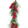 Guirnalda de Navidad Rojo Verde Plástico Piñas 140 cm