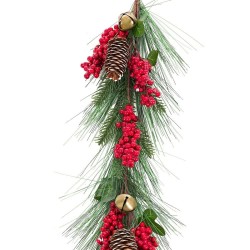 Guirnalda de Navidad Rojo Verde Plástico Piñas 140 cm