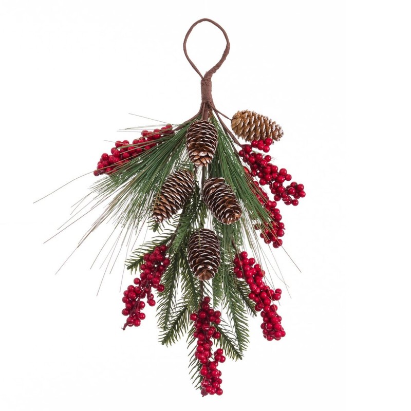 Colgador para Puertas Navidad Rojo Verde Natural Plástico Piñas 42 cm