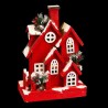 Adorno Navideño Rojo Madera Casa 24 x 13 x 33 cm