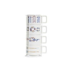 Juego de Tazas de Cafu00e9 DKD Home Decor Azul Multicolor Metal Dolomita 4 Piezas 260 ml