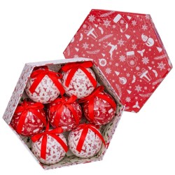 Bolas de Navidad Blanco Rojo Papel Polyfoam Muñeco de Nieve 7,5 x 7,5 x 7,5 cm (7 Unidades)