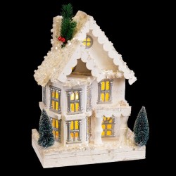 Adorno Navideño Blanco Madera Casa 23 x 14 x 32 cm