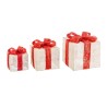 Adorno Navideño Blanco Rojo Metal Fibra Caja De Regalo 25 x 25 x 31 cm (3 Unidades)