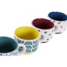 Juego de Tazas de Cafu00e9 DKD Home Decor Multicolor Amarillo Azul Turquesa Granate Metal Gres 4 Piezas 150 ml