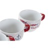 Juego de Tazas de Cafu00e9 DKD Home Decor Rojo Multicolor Metal Gres Mediterru00e1neo 190 ml 4 Piezas