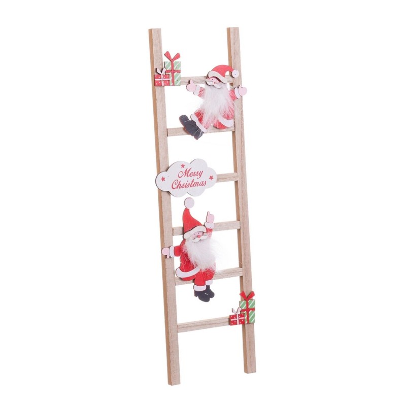 Adorno Navideño Multicolor Madera Escalera Papá Noel 12 x 1,8 x 42 cm