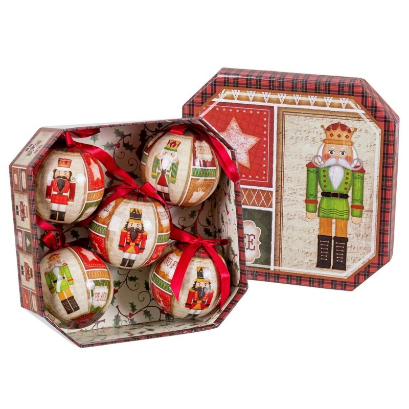 Bolas de Navidad Multicolor Papel Polyfoam Cascanueces 7,5 x 7,5 x 7,5 cm (5 Unidades)