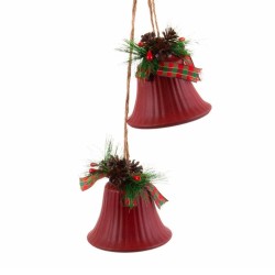 Adorno Navideño Rojo Multicolor Metal Plástico Fibra Campanas 14 x 9 x 47 cm