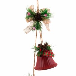 Adorno Navideño Rojo Multicolor Metal Plástico Fibra Campanas 14 x 9 x 47 cm