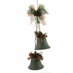 Adorno Navideño Verde Multicolor Metal Plástico Fibra Campanas 14 x 9 x 47 cm