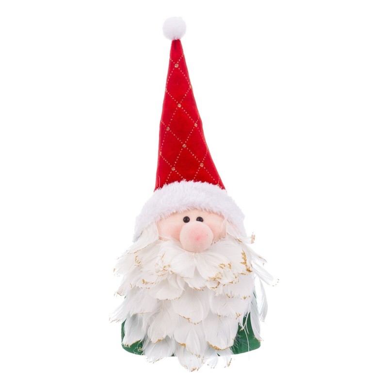 Adorno Navideño Multicolor Plumas Arena Tejido Papá Noel 12 x 36 cm