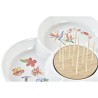 Bandeja de Aperitivos DKD Home Decor Multicolor Natural Bambu00fa Gres Tropical 22 x 22 x 7 cm