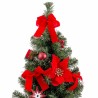 Adorno Navideño Rojo Verde Plástico Tejido Árbol de Navidad 40 cm