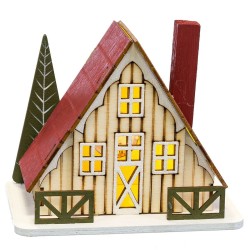 Adorno Navideño Multicolor Madera Casa 14 x 9 x 14 cm