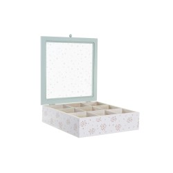 Caja para Infusiones DKD Home Decor Amarillo Rojo Verde Metal Cristal Madera MDF 3 Piezas 24 x 24 x 7 cm