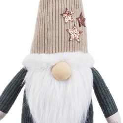 Adorno Navideño Verde Beige Arena Tejido Papá Noel 30 cm