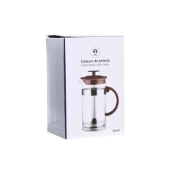 Cafetera de u00c9mbolo DKD Home Decor Marru00f3n Transparente Acero Inoxidable Vidrio de Borosilicato 350 ml 16 x 9 x 18,5 cm