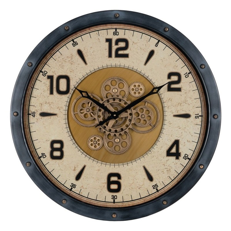 Reloj de Pared Negro Dorado Cristal Hierro 72 x 9 x 72 cm (3 Unidades)