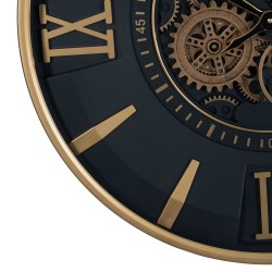 Reloj de Pared Negro Dorado Cristal Hierro 59 x 8,5 x 59 cm (3 Unidades)