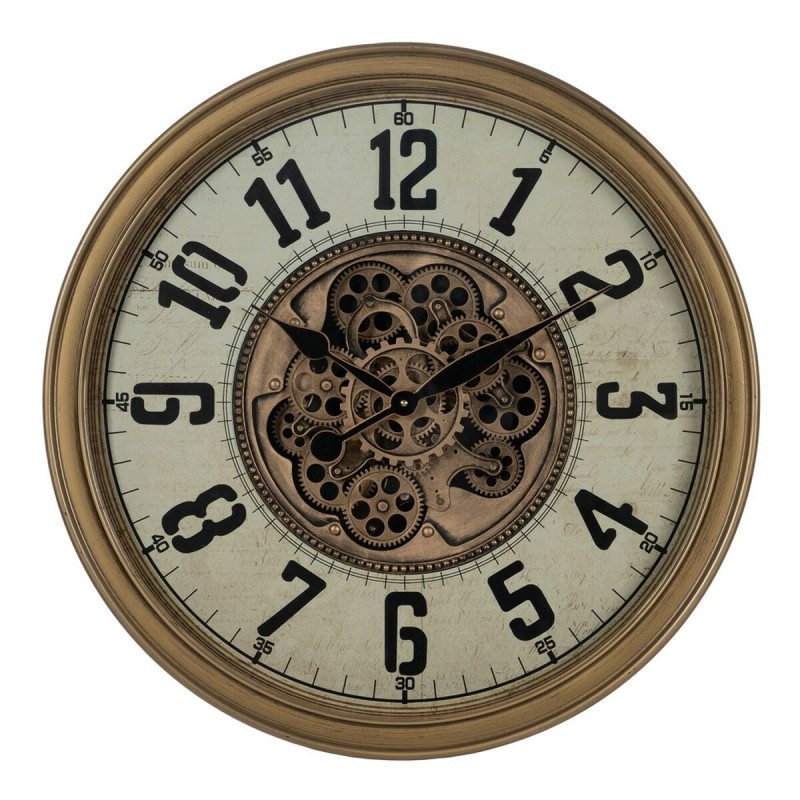 Reloj de Pared Crema Dorado Cristal Hierro 66 x 9,5 x 66 cm (3 Unidades)