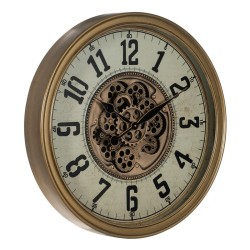 Reloj de Pared Crema Dorado Cristal Hierro 66 x 9,5 x 66 cm (3 Unidades)