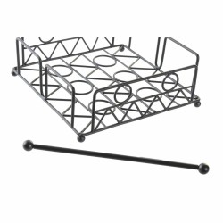 Servilletero DKD Home Decor Geomu00e9trico Negro Metal 18 x 18 x 7 cm