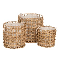 Juego de Cestos Beige Crema Fibra natural 45 x 45 x 45 cm (3 Unidades)