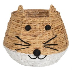 Cesto Gato Blanco Negro Beige Fibra natural 41 x 41 x 38 cm