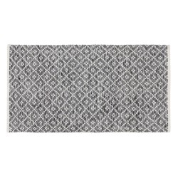 Alfombra Blanco Gris 70 % algodón 30 % Poliéster 80 x 150 cm