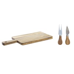 Juego de tablas de cortar DKD Home Decor 2 cuchillos Acero Inoxidable Acacia 34 x 16 x 3,2 cm (2 Unidades) (3 pcs)