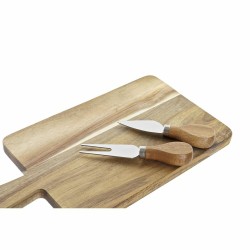 Juego de tablas de cortar DKD Home Decor 2 cuchillos Acero Inoxidable Acacia 34 x 16 x 3,2 cm (2 Unidades) (3 pcs)