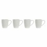 Juego de 4 Tazas Mug DKD Home Decor Blanco Natural Madera de caucho Gres 300 ml 19 x 13 x 31 cm