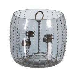 Portavelas Gris Metal Cristal Ø 23 cm 23 x 23 x 20 cm