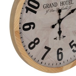 Reloj de Pared Blanco Natural Madera Cristal 76 x 76 x 6 cm