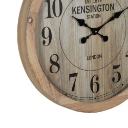 Reloj de Pared Natural Madera Cristal 60 x 60 x 6,5 cm