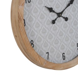 Reloj de Pared Blanco Natural Madera Cristal 60 x 60 x 6,5 cm