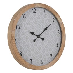 Reloj de Pared Blanco Natural Madera Cristal 60 x 60 x 6,5 cm