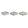 Caja para Infusiones DKD Home Decor 24,5 x 24,5 x 6 cm Cristal Beige Metal Terracota Blanco Verde Marru00f3n claro 3 Piezas Made