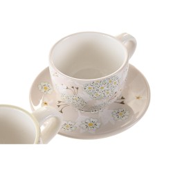 Juego de Tazas de Cafu00e9 DKD Home Decor Verde Beige Metal Dolomita 180 ml